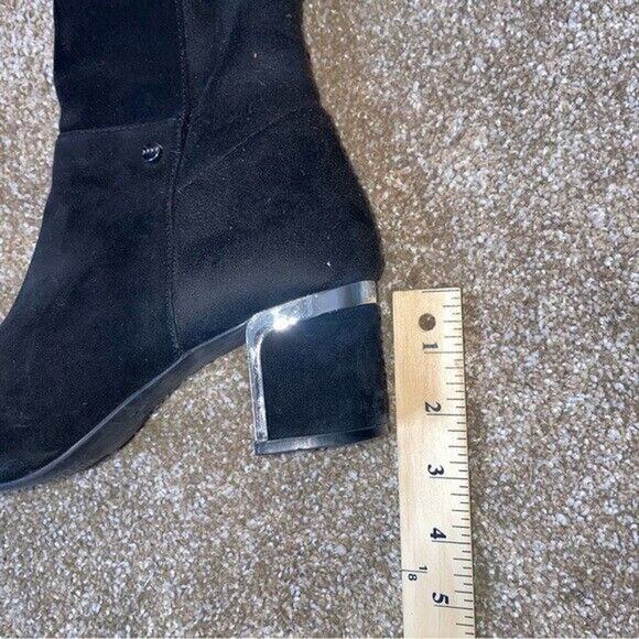 DKNY Cora Women's black Suede Knee High Riding Boots Metallic Heel SZ 7 metallic - Picture 7 of 9